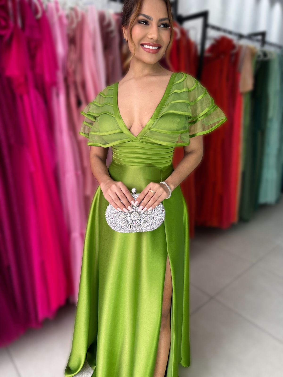 VESTIDO DE CETIM ALBANI