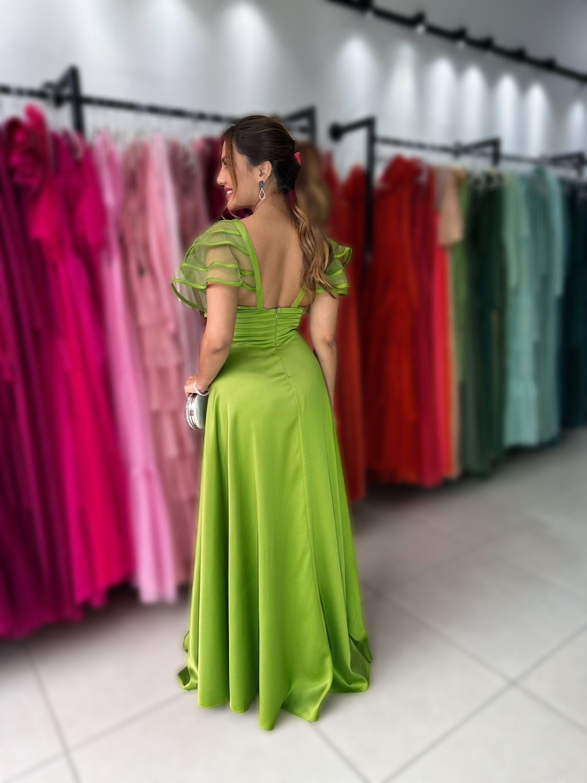 VESTIDO ALBANI ZEBELINE ACETINADO