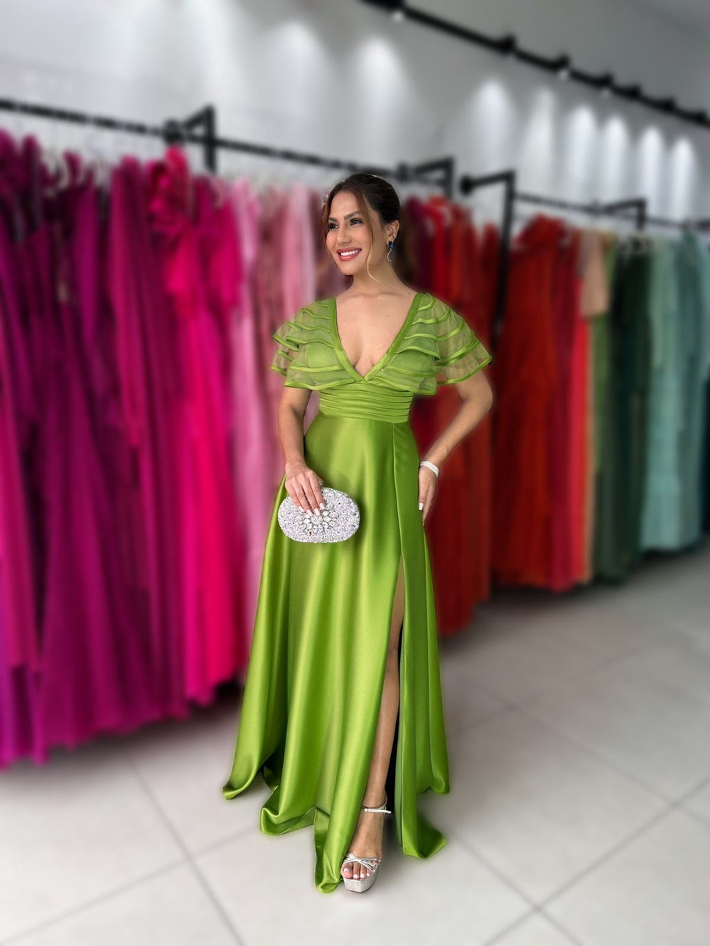 VESTIDO ALBANI ZEBELINE ACETINADO