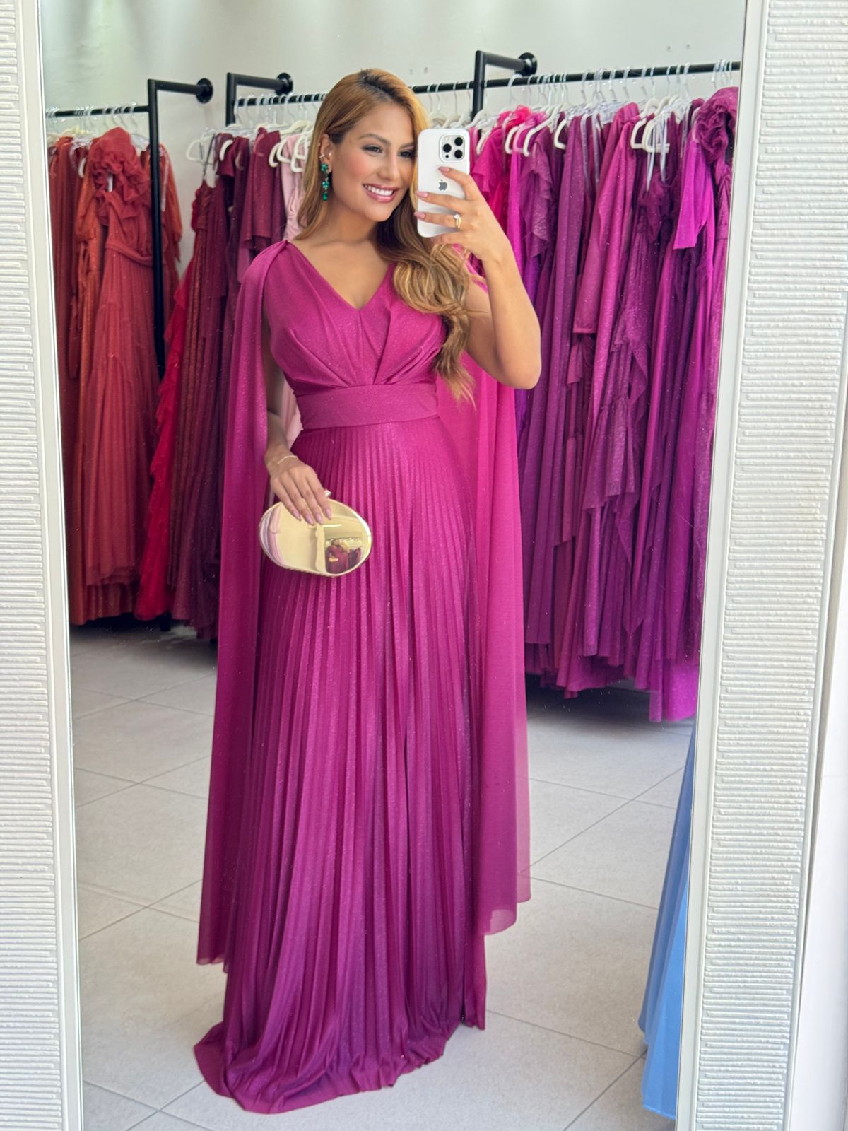 VESTIDO FUCSIA PLISSADO