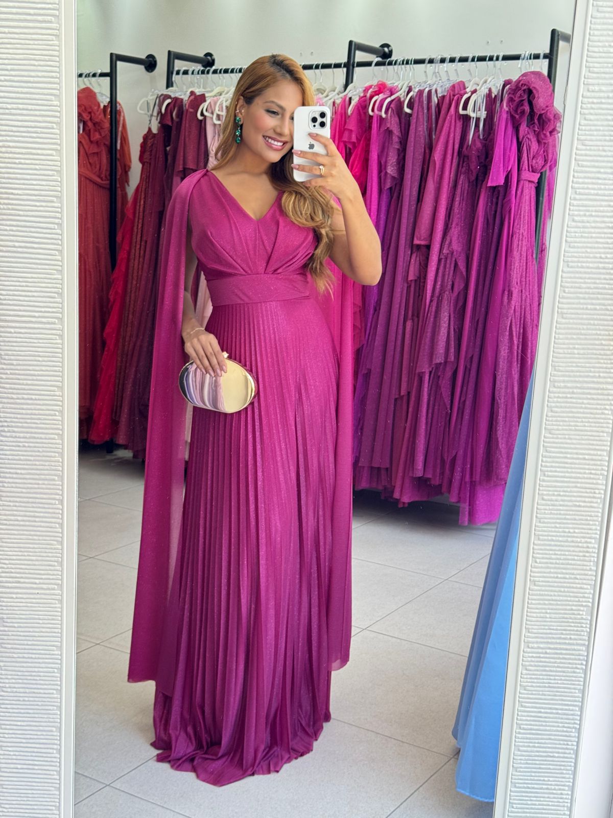 VESTIDO FUCSIA PLISSADO