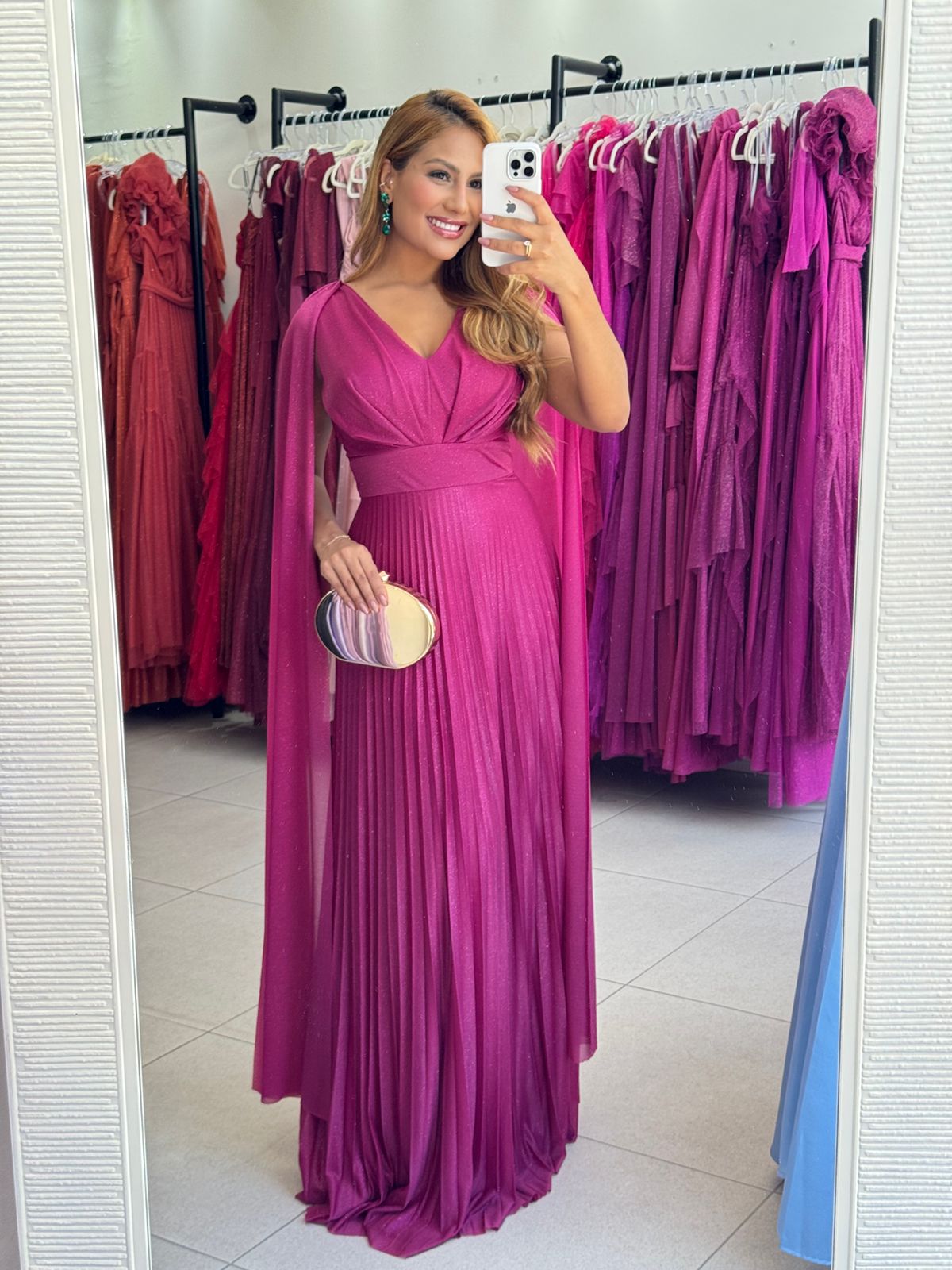 VESTIDO FUCSIA PLISSADO
