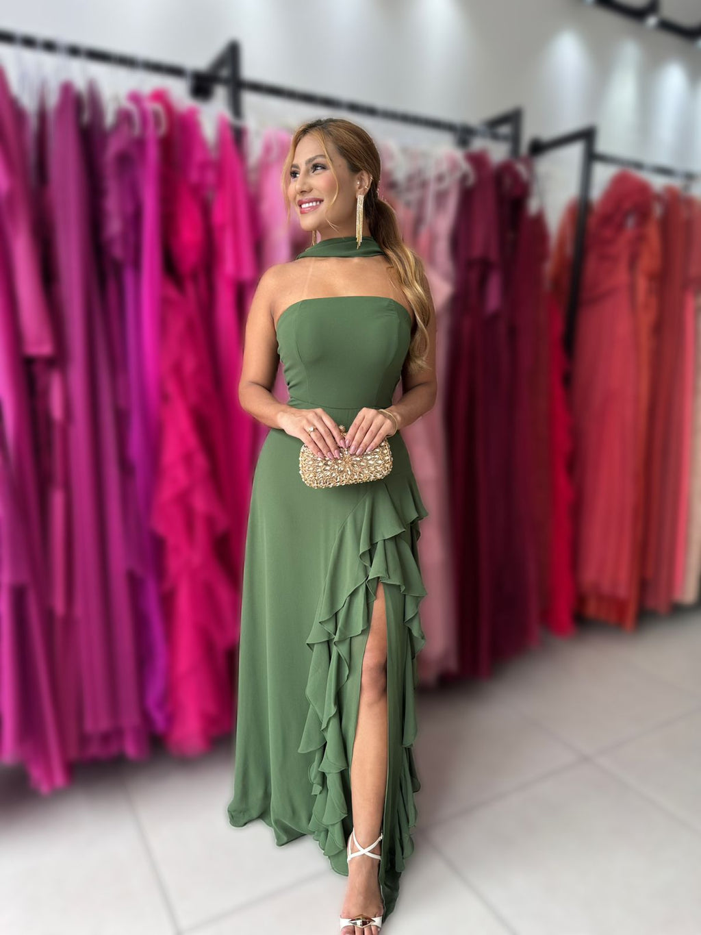 VESTIDO HAVANNA COM ECHARPE