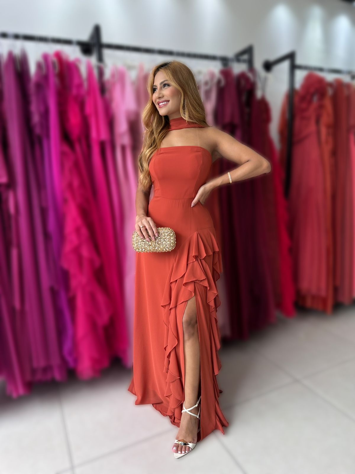 VESTIDO HAVANNA COM ECHARPE
