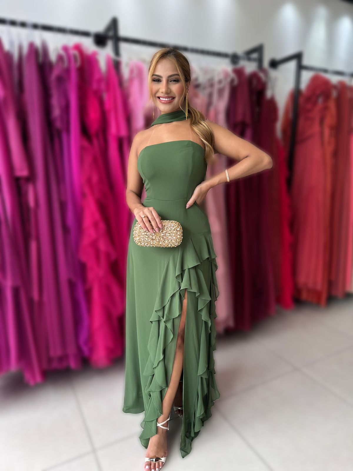 VESTIDO HAVANNA COM ECHARPE